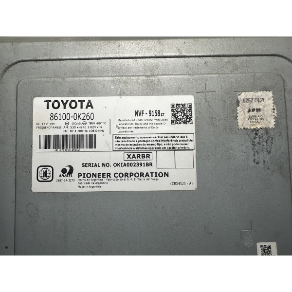 Radio Multimídia Hilux Sw4 Srx 2.8 2016/2019 Original